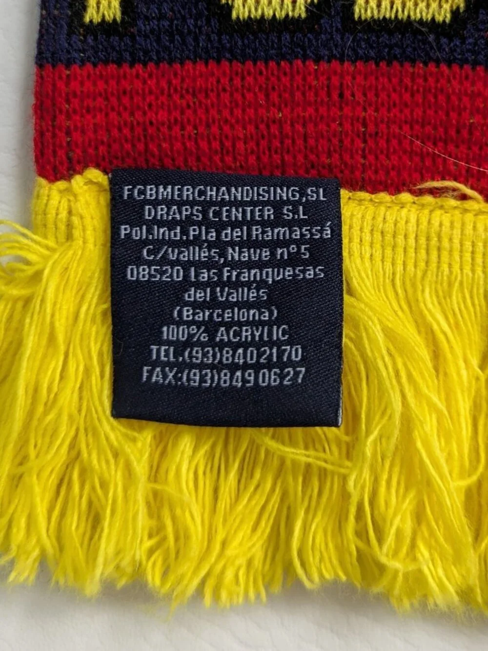 Vintage FC Barcelona Knit Scarf Soccer Football Official Merch. Blue Red Yellow